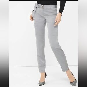 - NWT White House Black Market Silver Lux Cargo Slim Ankle Pant